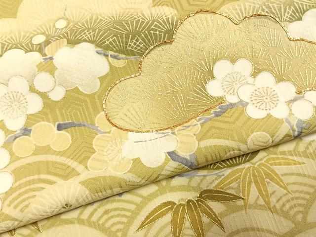平和屋着物●訪問着 駒刺繍 松竹梅 金彩 正絹 逸品 AABJ4429fy