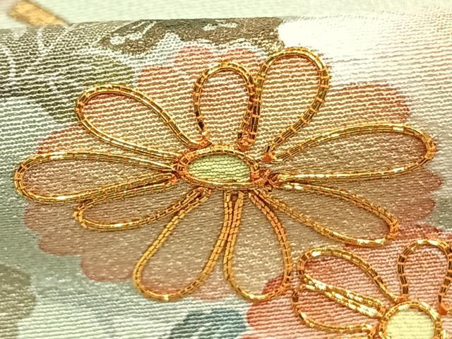 平和屋着物●十日町友禅作家 松雨 訪問着 駒刺繍 枝花文 暈し染め 金彩 正絹 逸品 AABJ4444fy