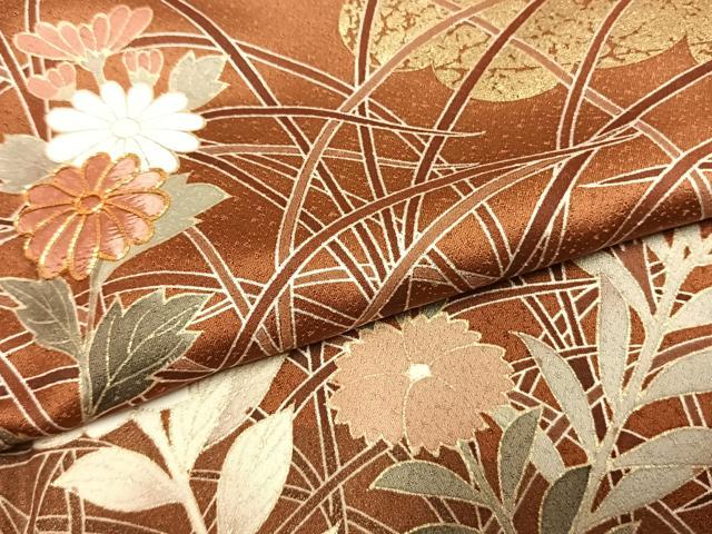 平和屋着物●訪問着 駒刺繍 草花文 金彩 正絹 逸品 未使用 AABJ4451fy