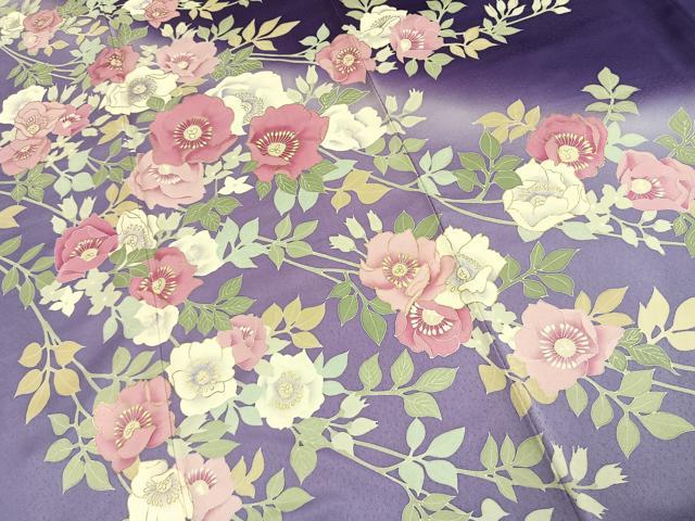 平和屋着物●訪問着 作家物 枝花文 暈し染め 金彩 ロング丈 正絹 逸品 AABJ4461fy