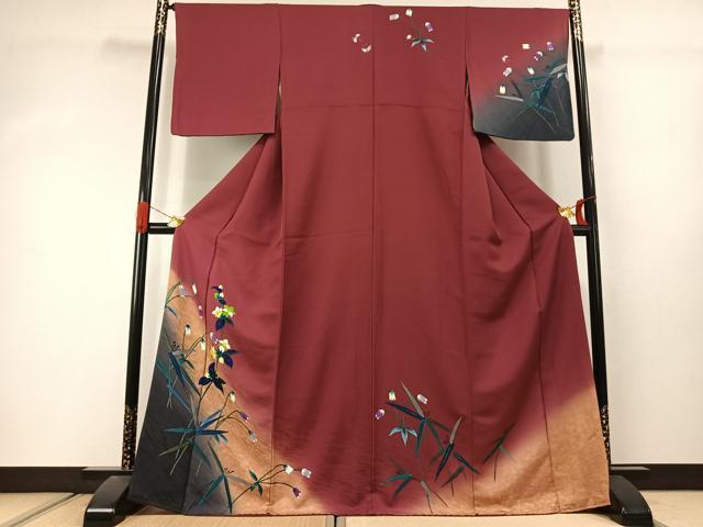 平和屋着物●訪問着 手描き 草花文 暈し染め 金彩 正絹 逸品 AABJ4474fy