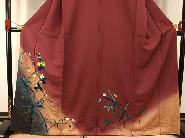 平和屋着物●訪問着 手描き 草花文 暈し染め 金彩 正絹 逸品 AABJ4474fy