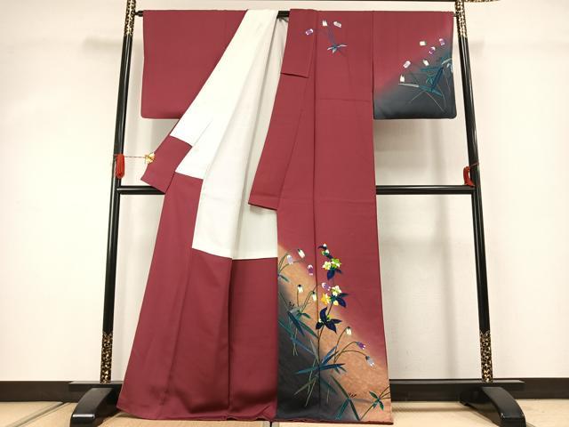 平和屋着物●訪問着 手描き 草花文 暈し染め 金彩 正絹 逸品 AABJ4474fy
