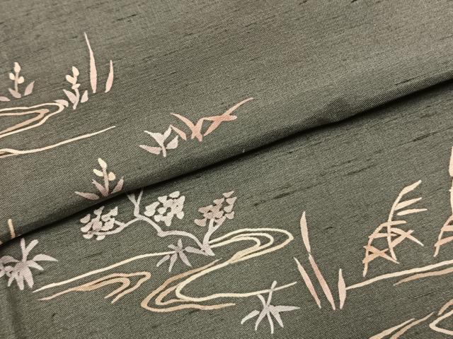 平和屋着物●訪問着 紬地 草花文 正絹 逸品 AABJ4475fy