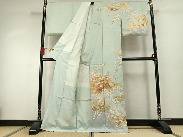 平和屋着物●訪問着 駒刺繍 草花文 金彩 正絹 逸品 AABJ4478fy