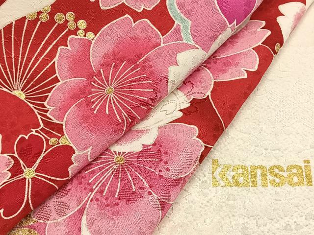 平和屋着物●世界的ファッションデザイナー 山本寛斎 kansaiブランド 振袖 舞花文 暈し染め 金彩 正絹 逸品 AABJ4483fy