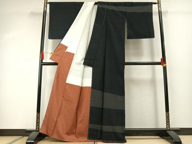 平和屋着物●訪問着 お召地 幾何学文様 正絹 逸品 未使用 AABJ4484fy