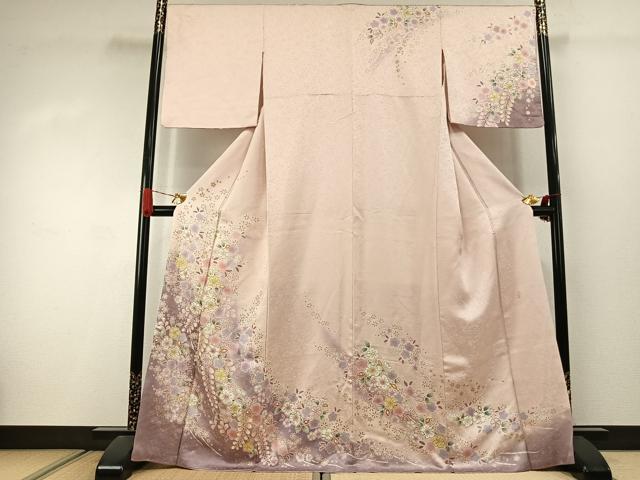 平和屋着物●訪問着 作家物 辻が花 暈し染め 金彩 金通し地 正絹 逸品 AABJ4488fy