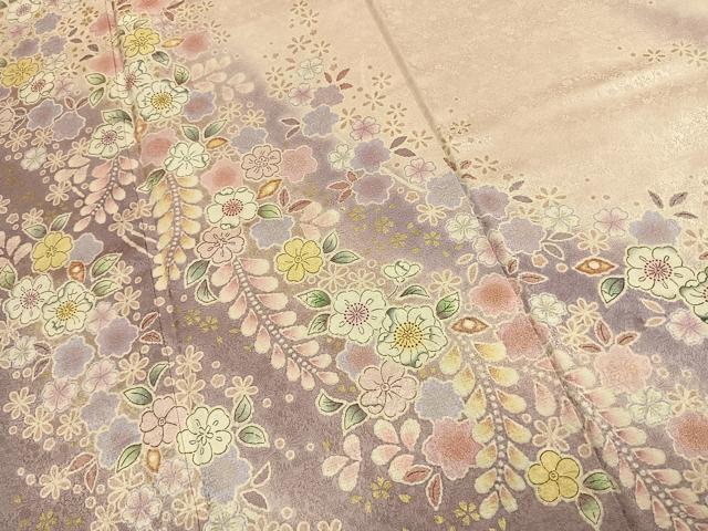 平和屋着物●訪問着 作家物 辻が花 暈し染め 金彩 金通し地 正絹 逸品 AABJ4488fy