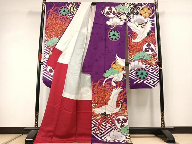 平和屋着物●世界的ファッションデザイナー 山本寛斎 kansaiブランド 振袖 花鳥文 金糸 金彩 正絹 逸品 AABJ4492fy