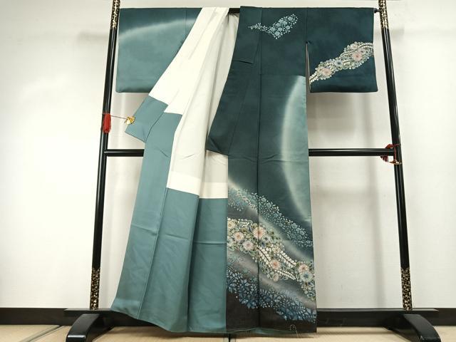 平和屋着物●訪問着 作家物 絞り 辻が花 暈し染め 金通し地 正絹 逸品 AABJ4494fy