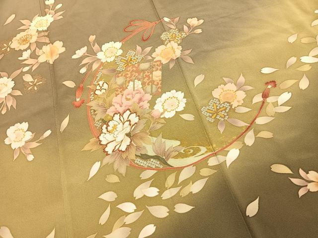 平和屋着物●訪問着 駒刺繍 草花文 暈し染め 正絹 逸品 AABJ4498fy
