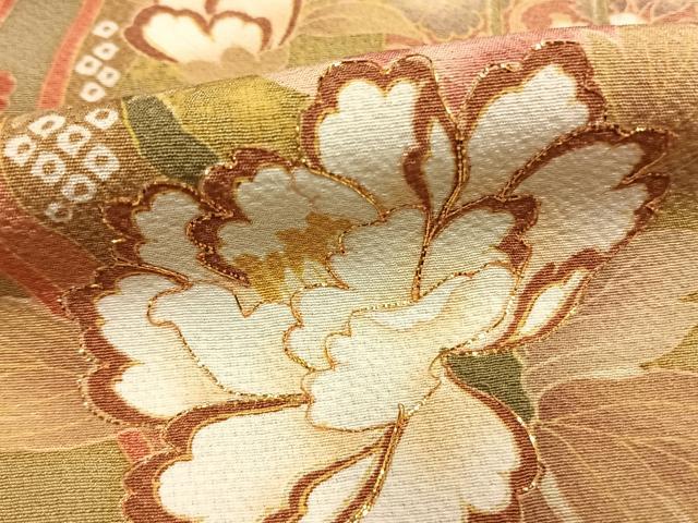平和屋着物●訪問着 駒刺繍 草花文 暈し染め 正絹 逸品 AABJ4498fy