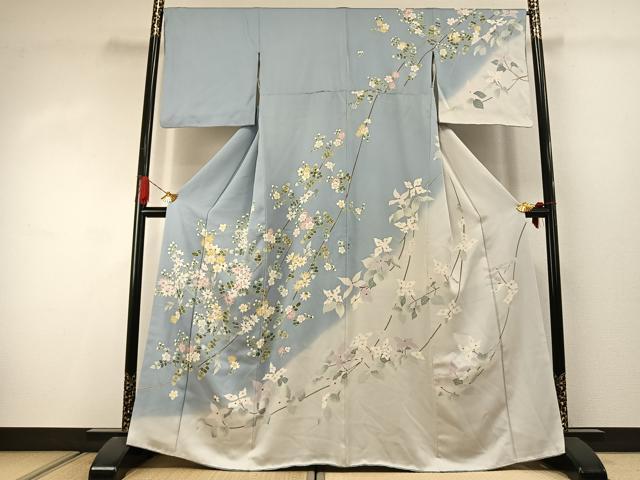 平和屋着物●訪問着 友禅 枝花文 暈し染め 正絹 逸品 AABJ4504fy