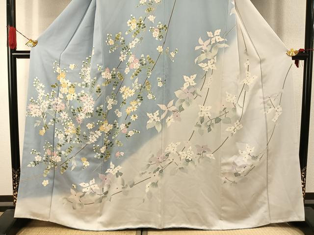 平和屋着物●訪問着 友禅 枝花文 暈し染め 正絹 逸品 AABJ4504fy