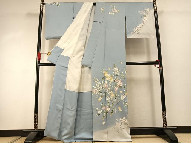平和屋着物●訪問着 友禅 枝花文 暈し染め 正絹 逸品 AABJ4504fy