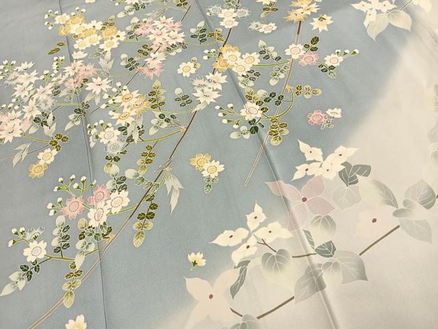 平和屋着物●訪問着 友禅 枝花文 暈し染め 正絹 逸品 AABJ4504fy