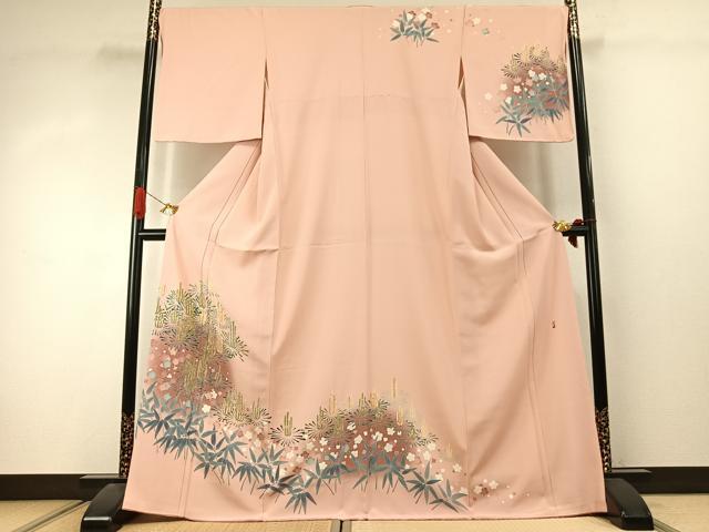 平和屋着物●訪問着 友禅 作家物 松竹梅 暈し染め 正絹 逸品 未使用 AABJ4512fy