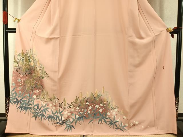 平和屋着物●訪問着 友禅 作家物 松竹梅 暈し染め 正絹 逸品 未使用 AABJ4512fy