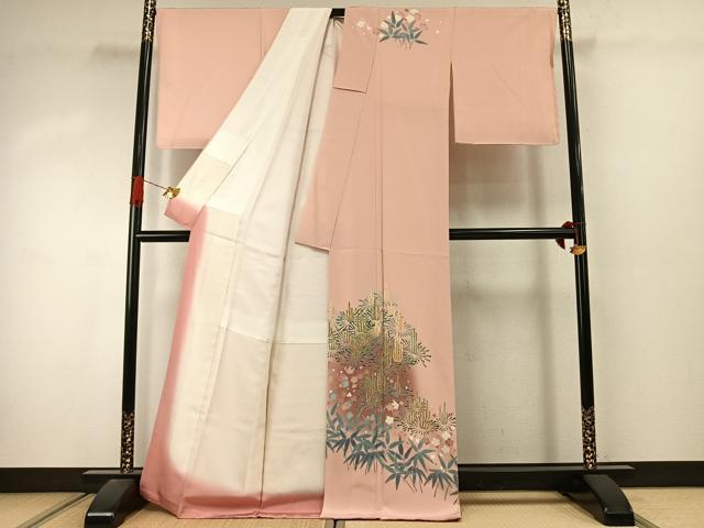平和屋着物●訪問着 友禅 作家物 松竹梅 暈し染め 正絹 逸品 未使用 AABJ4512fy