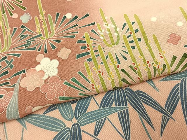 平和屋着物●訪問着 友禅 作家物 松竹梅 暈し染め 正絹 逸品 未使用 AABJ4512fy