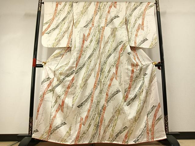 平和屋着物●上質な小紋 手描き 熨斗花文 金彩 正絹 逸品 未使用 AABJ4515fy