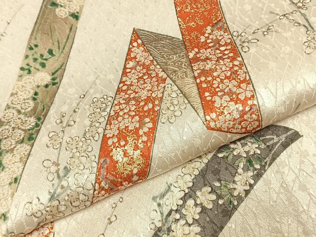 平和屋着物●上質な小紋 手描き 熨斗花文 金彩 正絹 逸品 未使用 AABJ4515fy