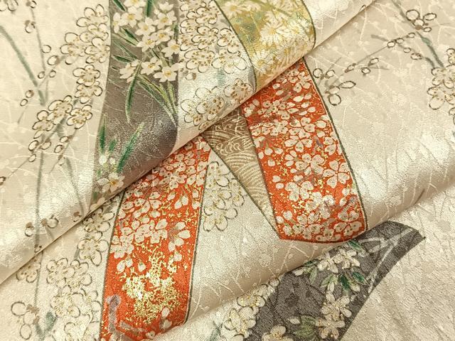 平和屋着物●上質な小紋 手描き 熨斗花文 金彩 正絹 逸品 未使用 AABJ4515fy
