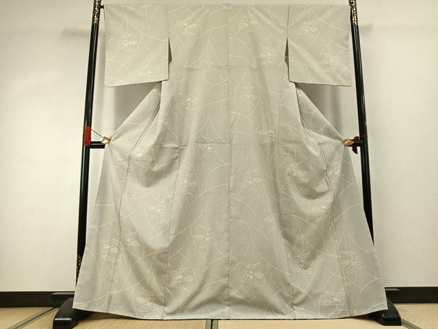 平和屋着物●本塩沢 140亀甲 草花文 正絹 逸品 AABJ4516fy