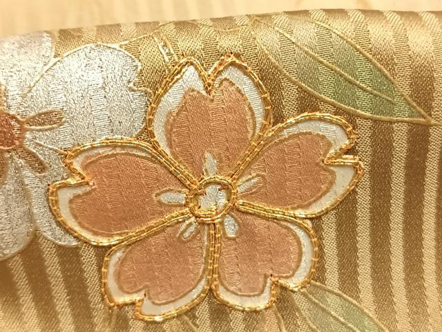 平和屋着物●訪問着 駒刺繍 草花文 暈し染め 金銀彩 正絹 逸品 AABJ4523fy