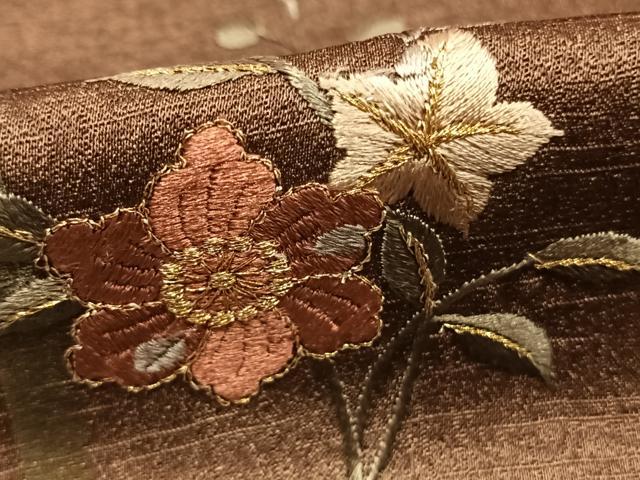 平和屋着物●訪問着 刺繍 草花文 暈し染め 金糸 金彩 正絹 逸品 AABJ4530fy