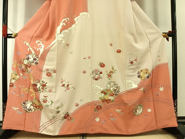 平和屋着物●訪問着 作家物 草花文 金彩 正絹 逸品 AABJ4531fy