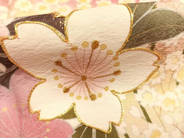 平和屋着物●豪華振袖 駒刺繍 草花文 暈し染め 金銀糸 金彩 正絹 逸品 AABJ4535fy