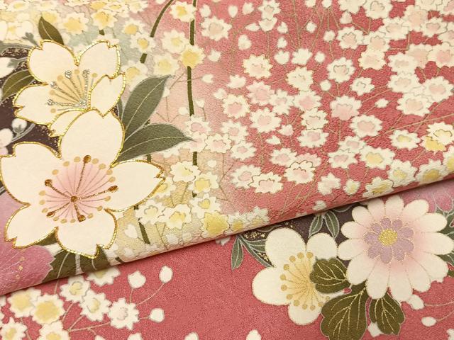 平和屋着物●豪華振袖 駒刺繍 草花文 暈し染め 金銀糸 金彩 正絹 逸品 AABJ4535fy