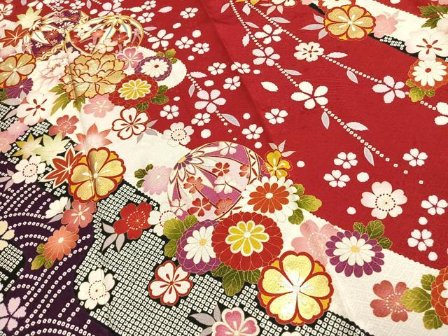 平和屋着物●豪華振袖 駒刺繍 毬 草花文 金彩 京都きもの友禅扱い 正絹 逸品 AABJ4541fy