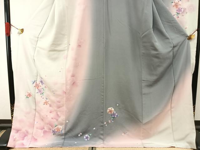 平和屋着物●豪華振袖 草花文 暈し染め 正絹 逸品 AABJ4542fy