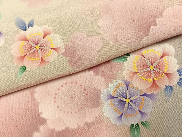 平和屋着物●豪華振袖 草花文 暈し染め 正絹 逸品 AABJ4542fy