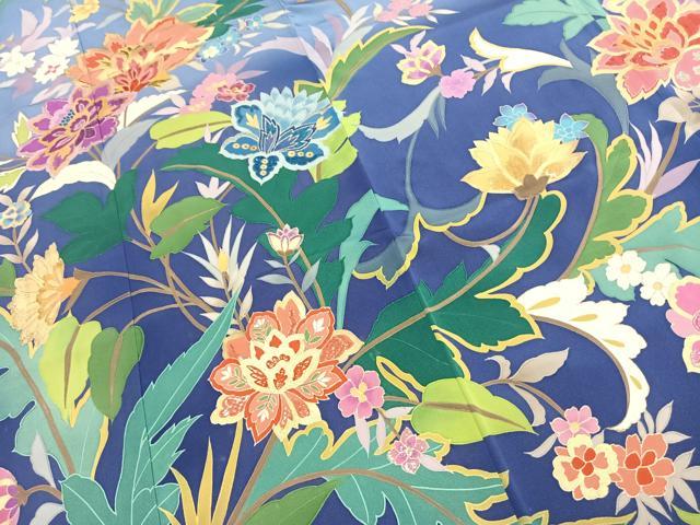 平和屋着物●豪華振袖 刺繍 草花文 暈し染め 金銀糸 金彩 正絹 逸品 AABJ4549fy