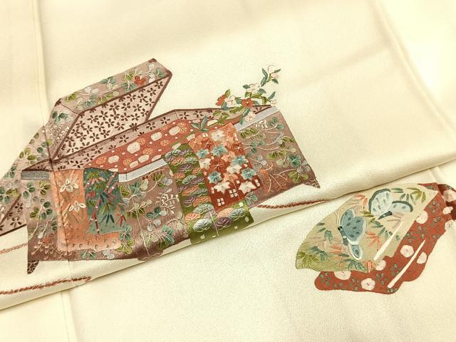 平和屋着物●訪問着 総刺繍 文箱花文 正絹 逸品 AABJ4553fy