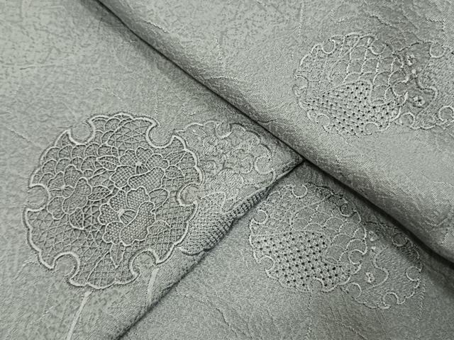 平和屋着物●無地絵羽訪問着 中国三大刺繍 汕頭刺繍 スワトウ刺繍 総刺繍 雪輪重ね花文 灰青色 ロング丈 正絹 逸品 AABJ4561fy