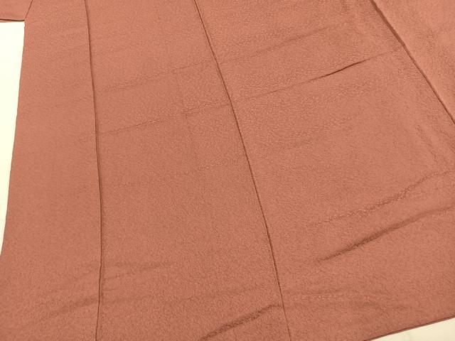 平和屋着物●上質な色無地 霞地紋 真赭色 正絹 逸品 未使用 AABJ4568fy