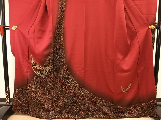 平和屋着物●染色作家 斉藤三才 振袖 飛鳥文 暈し染め 金彩 正絹 逸品 AABJ4572fy