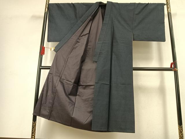 平和屋着物●男性 紬 アンサンブル 色無地 褐返色 正絹 逸品 AABJ4577fy