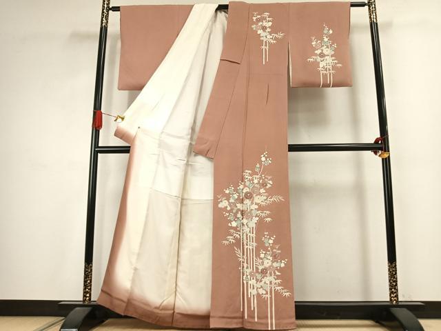 平和屋着物●訪問着 草花文 金彩 鬼しぼ縮緬 高島屋扱い 正絹 逸品 AABJ4580fy