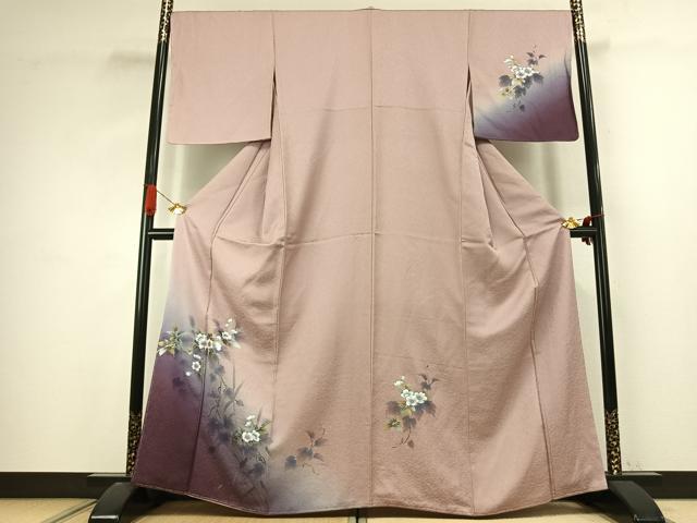 平和屋着物●訪問着 手描き 螺鈿 草花文 暈し染め 金銀彩 さが美扱い 正絹 逸品 未使用 AABJ4581fy