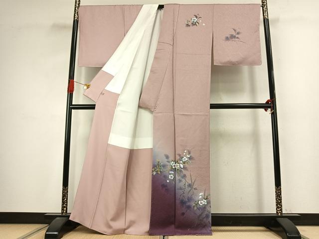 平和屋着物●訪問着 手描き 螺鈿 草花文 暈し染め 金銀彩 さが美扱い 正絹 逸品 未使用 AABJ4581fy
