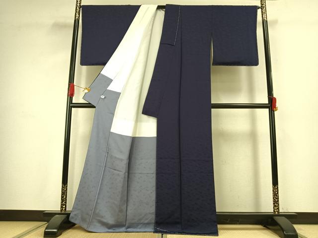 平和屋着物●中村玉緒 色無地 松葉地紋 褐色 反端付き 正絹 逸品 未使用 AABJ4586fy