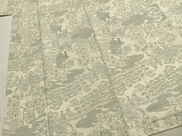 平和屋着物●本場大島紬 白大島 カタス9マルキ 風景文 正絹 逸品 AABJ4592fy