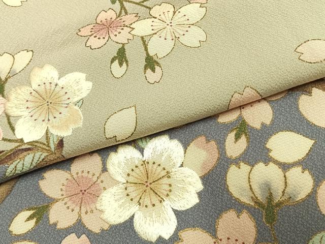 平和屋着物●ファッションデザイナー 花井幸子 訪問着 刺繍 枝桜文 金彩 正絹 逸品 AABJ4593fy