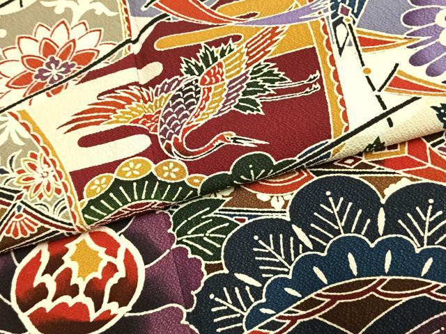 平和屋着物●豪華振袖 紅型 松竹梅 花鳥文 正絹 逸品 AABJ4600fy